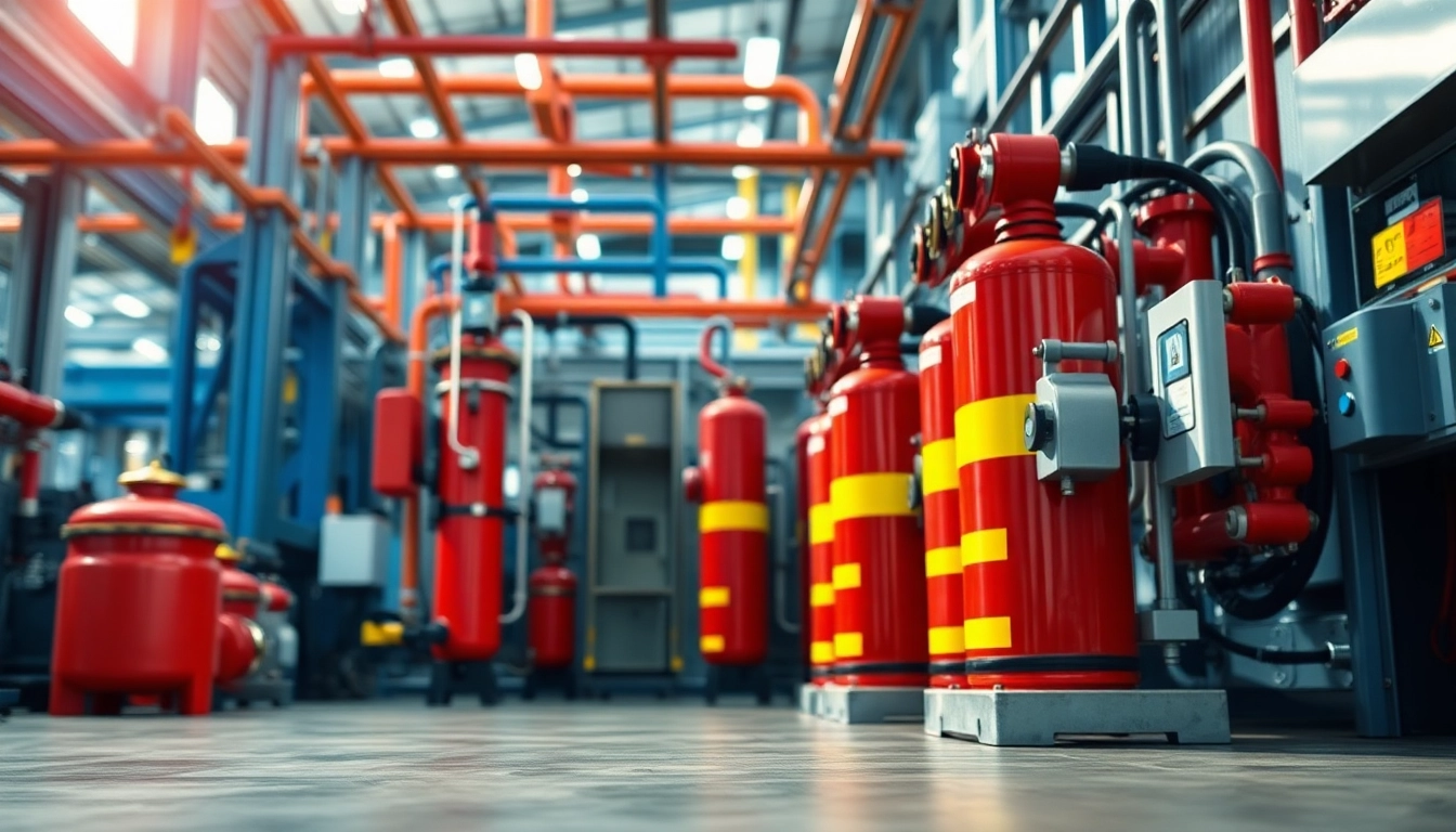 Implementing fire protection through advanced suppression systems in an industrial facility.
