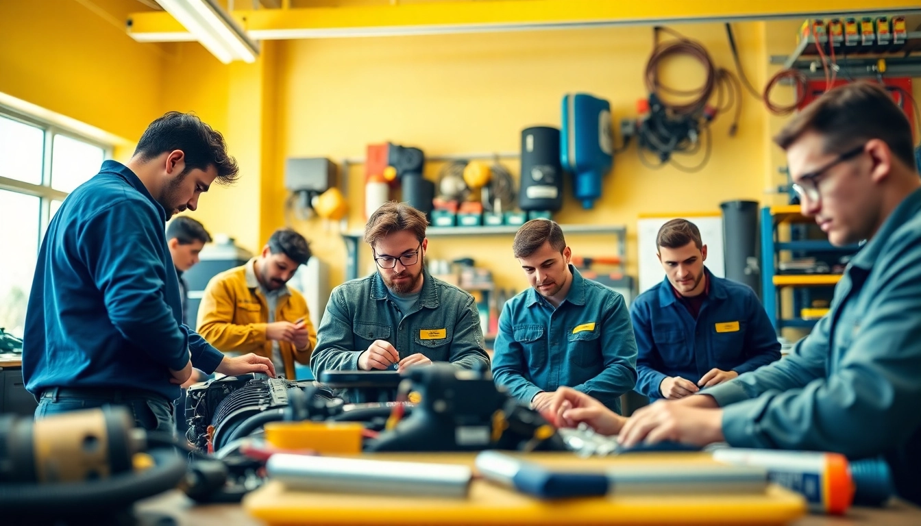 Students at a trade school in Tennessee practice hands-on skills in a modern classroom.
