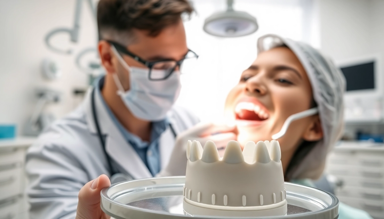 Visual representation of dental crowns on a tray, showcasing professional dental care.