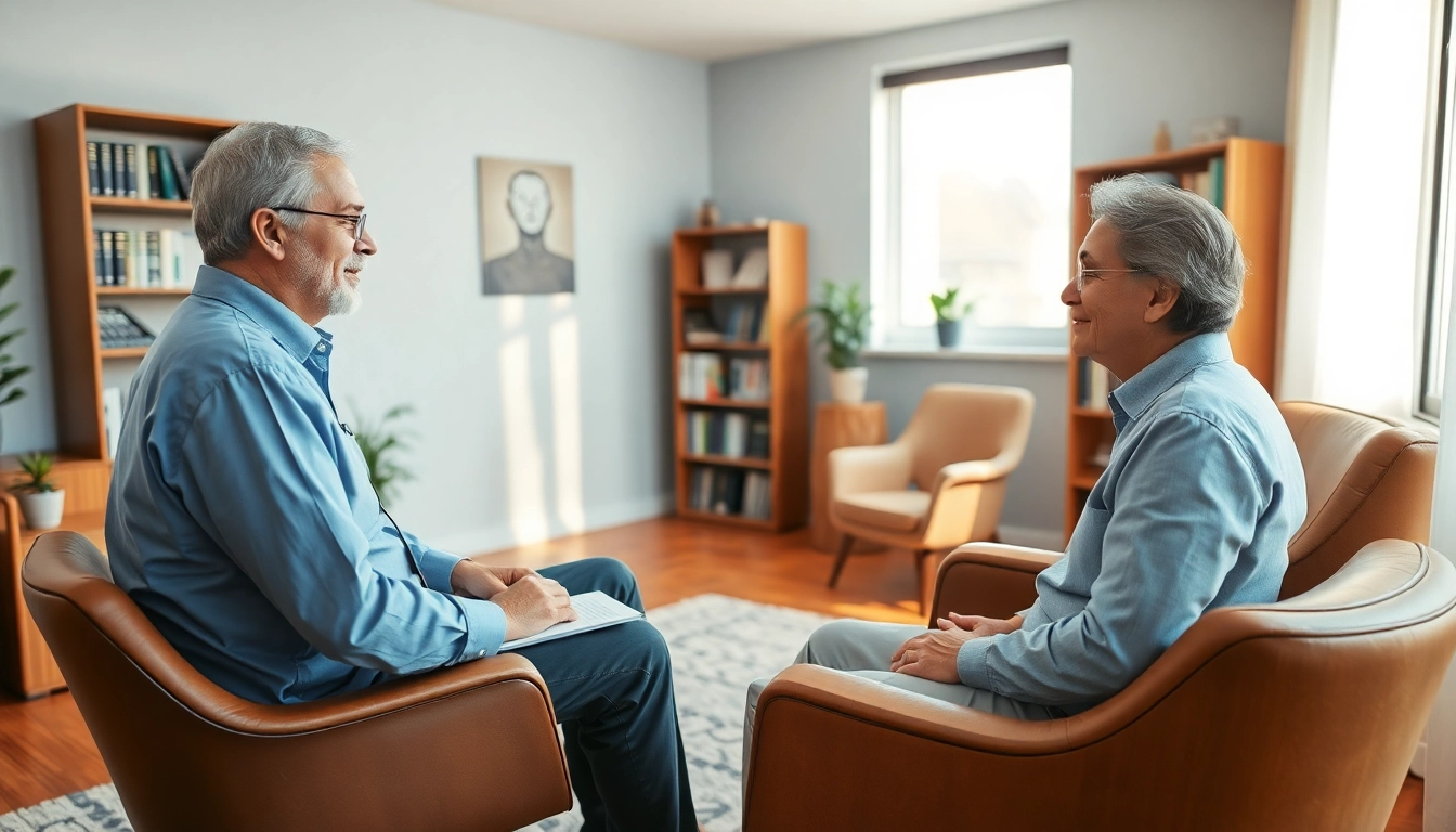 Consultation with a 61psychiatrist in a comforting office setting, promoting mental health.