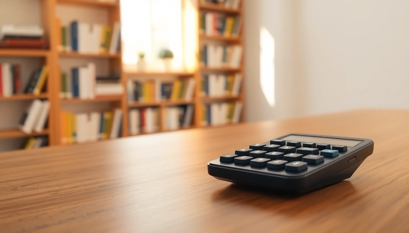 Perform calculations easily with a Basic Calculator featured on a polished desk.
