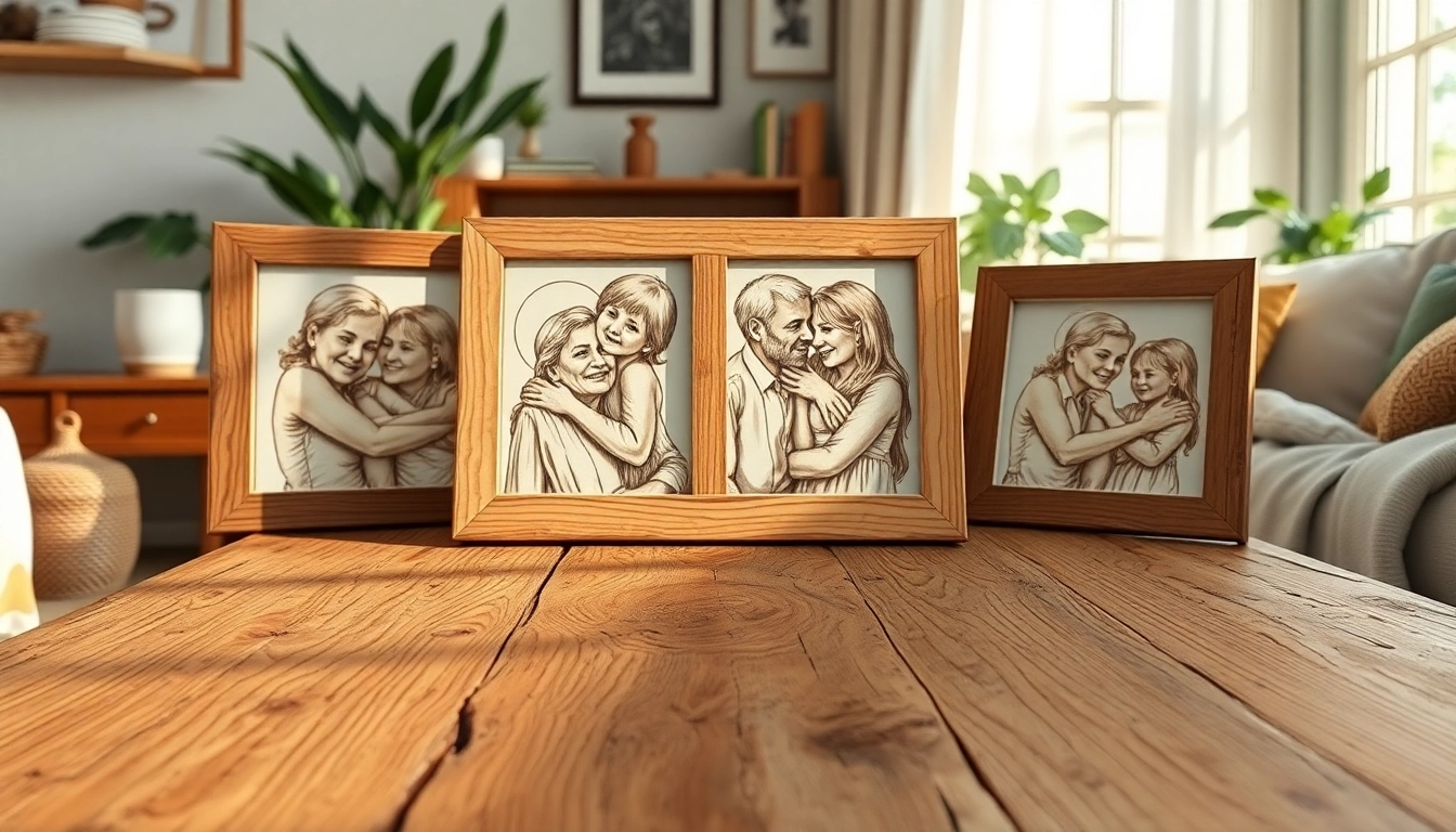 Showcase beautiful wood engraved pictures in a cozy setting, highlighting unique craftsmanship and emotional moments.