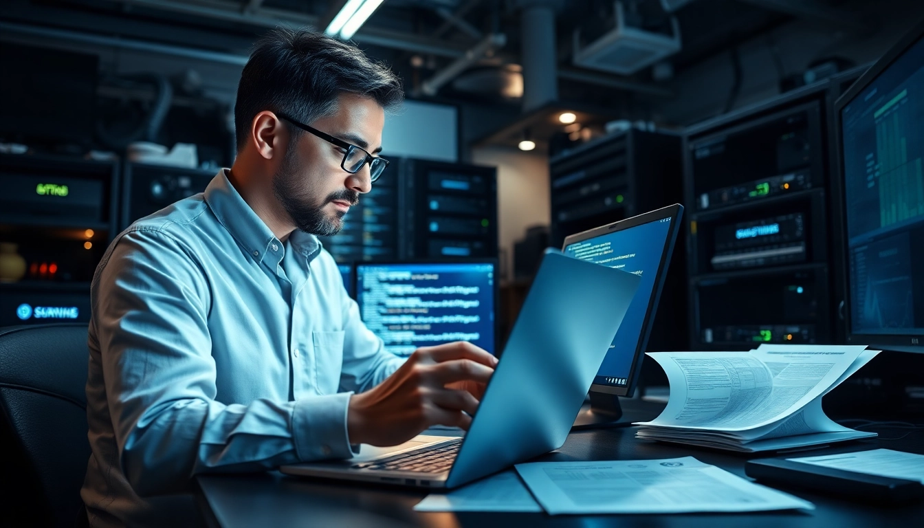 Effiziente Durchführung von pentesting durch einen Cybersecurity-Experten im modernen Büro.