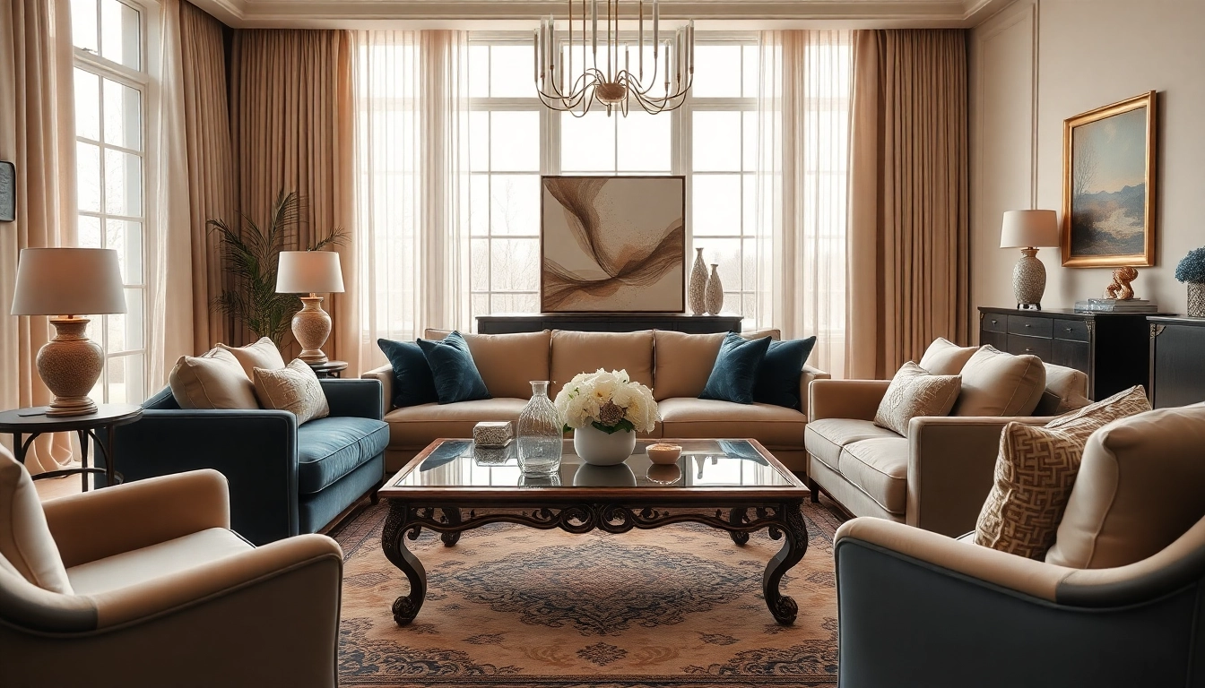 Captivating luxury interior design showcasing an elegant living space with rich textures and sophisticated decor.