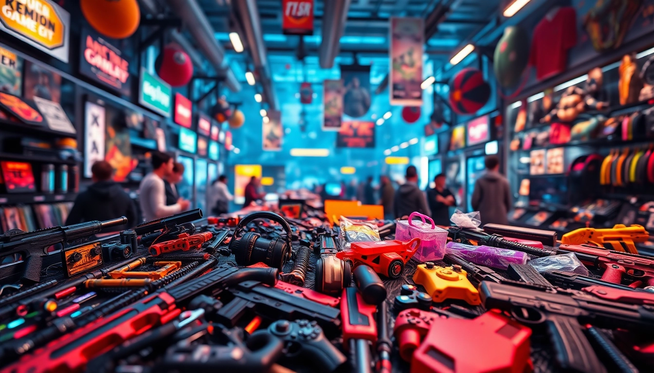 Belanja di Game Items shops dengan berbagai kosmetik permainan dan senjata menarik.
