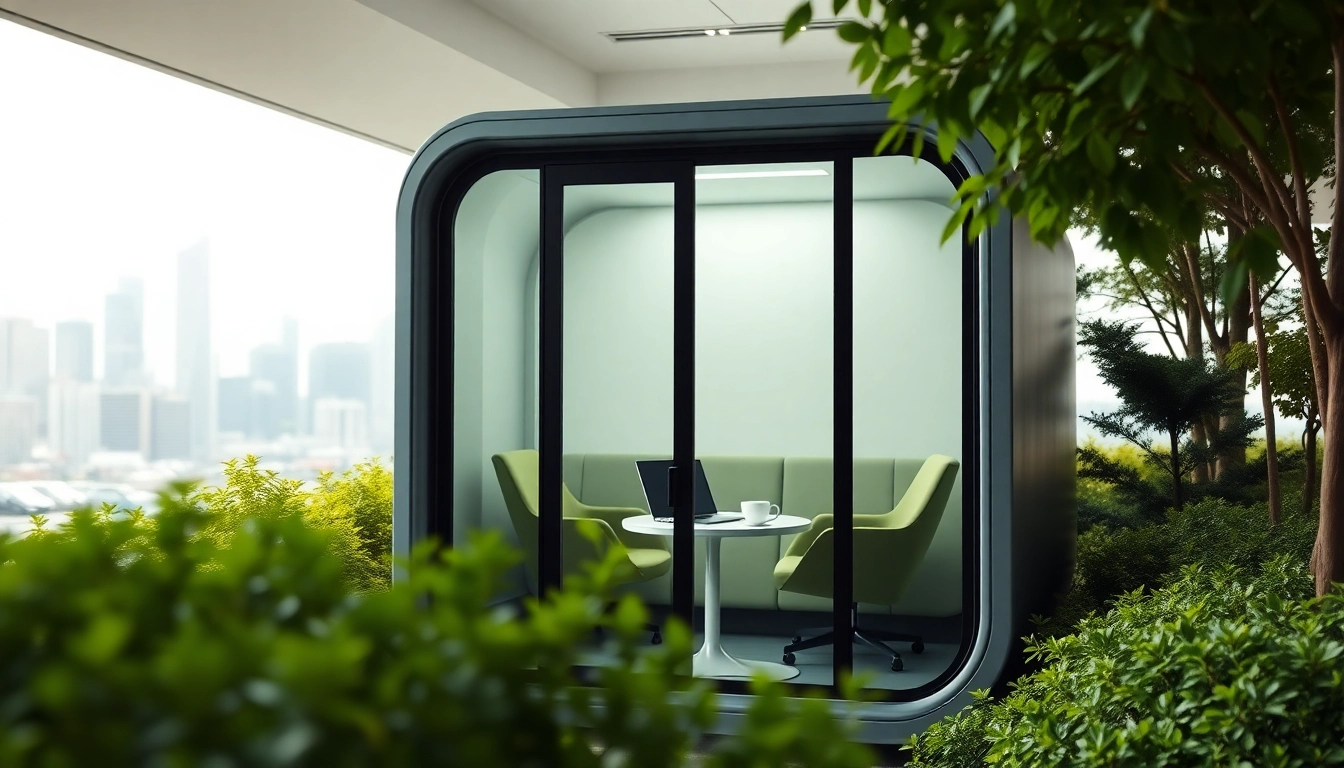 Showcasing office pods Australia in a vibrant urban setting, designed for productivity and comfort.