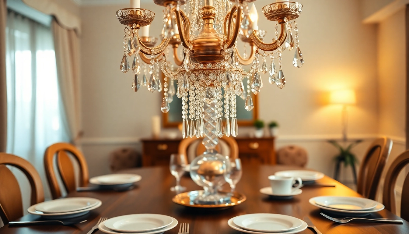 Elevate your space with a stunning dining room chandelier radiating elegance above a sumptuous dining table.