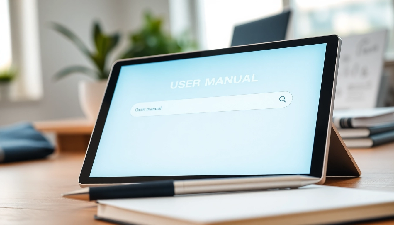 Access user manuals seamlessly at https://manualsfact.com/ with an intuitive search interface displayed on a digital device.