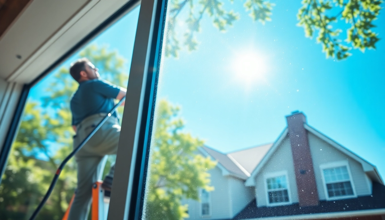 Efficient window cleaners sioux falls demonstrating professional techniques on sparkling glass.