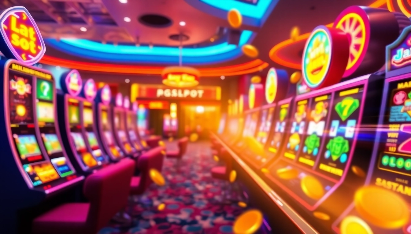 Experience exciting pgslot gaming interface with vibrant reels and immersive casino backdrop.