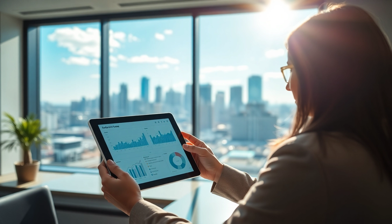 Analyze Calgary Real Estate Market Stats with a real estate agent in a modern office setting.