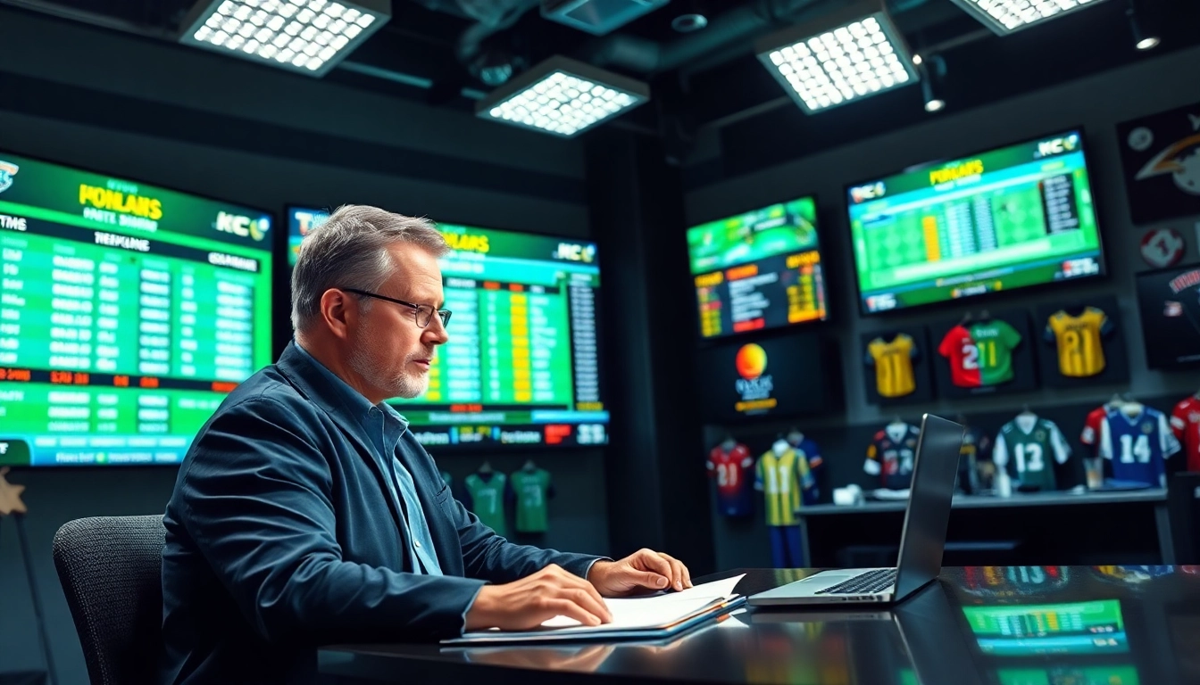 Kc football prediction analysis with a football analyst in a sports studio, showcasing game predictions.