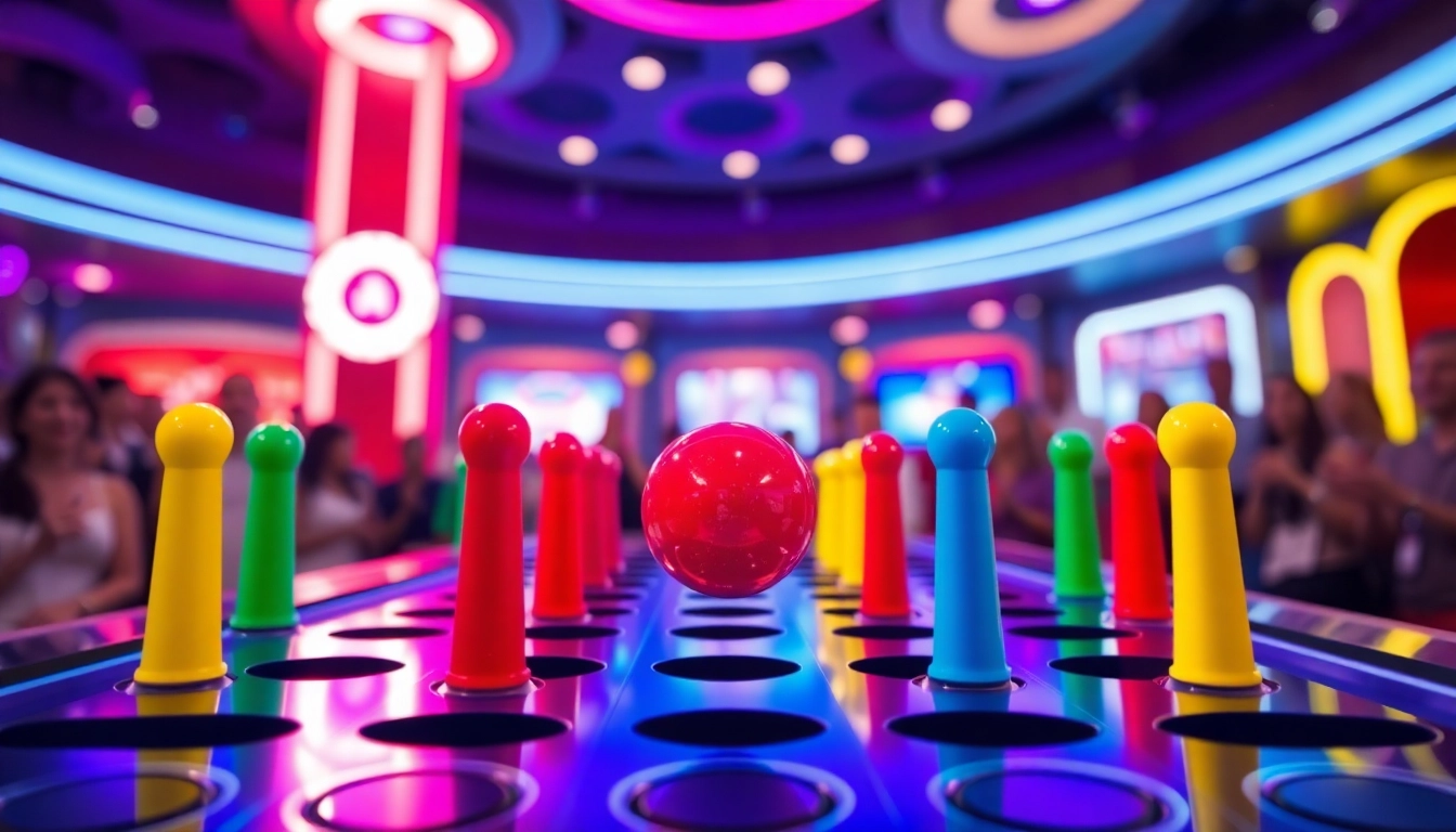 Bermain situs plinko yang penuh warna dan menarik dengan bola jatuh melalui paku.