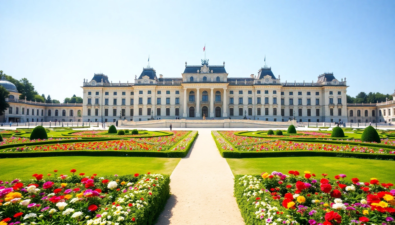 Visitors admire Schönbrunn Palace in Vienna surrounded by lush gardens and detailed Baroque architecture.