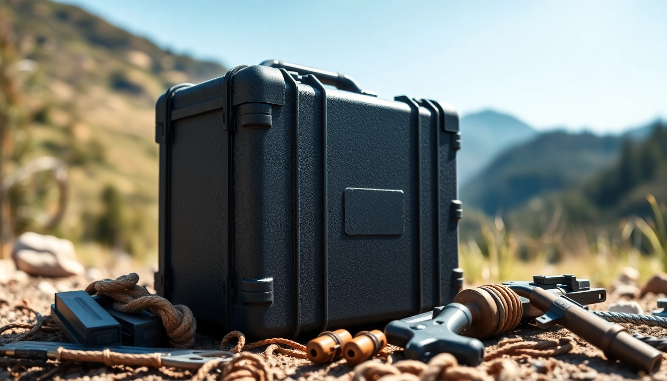Storing essential equipment in a heavy-duty ammo case for tactical gear, showcasing durability and versatility.