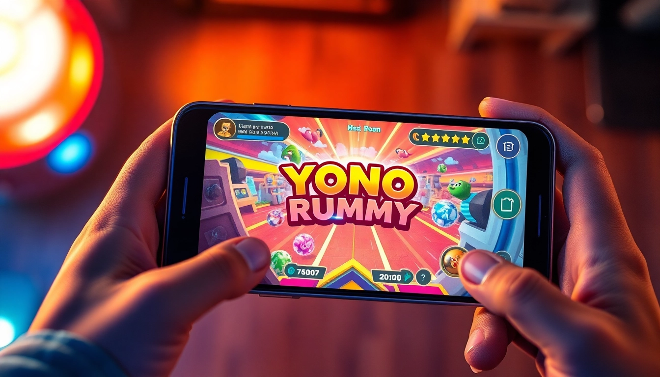 Play YONO RUMMY on an engaging smartphone screen with vivid graphics and interactive elements.