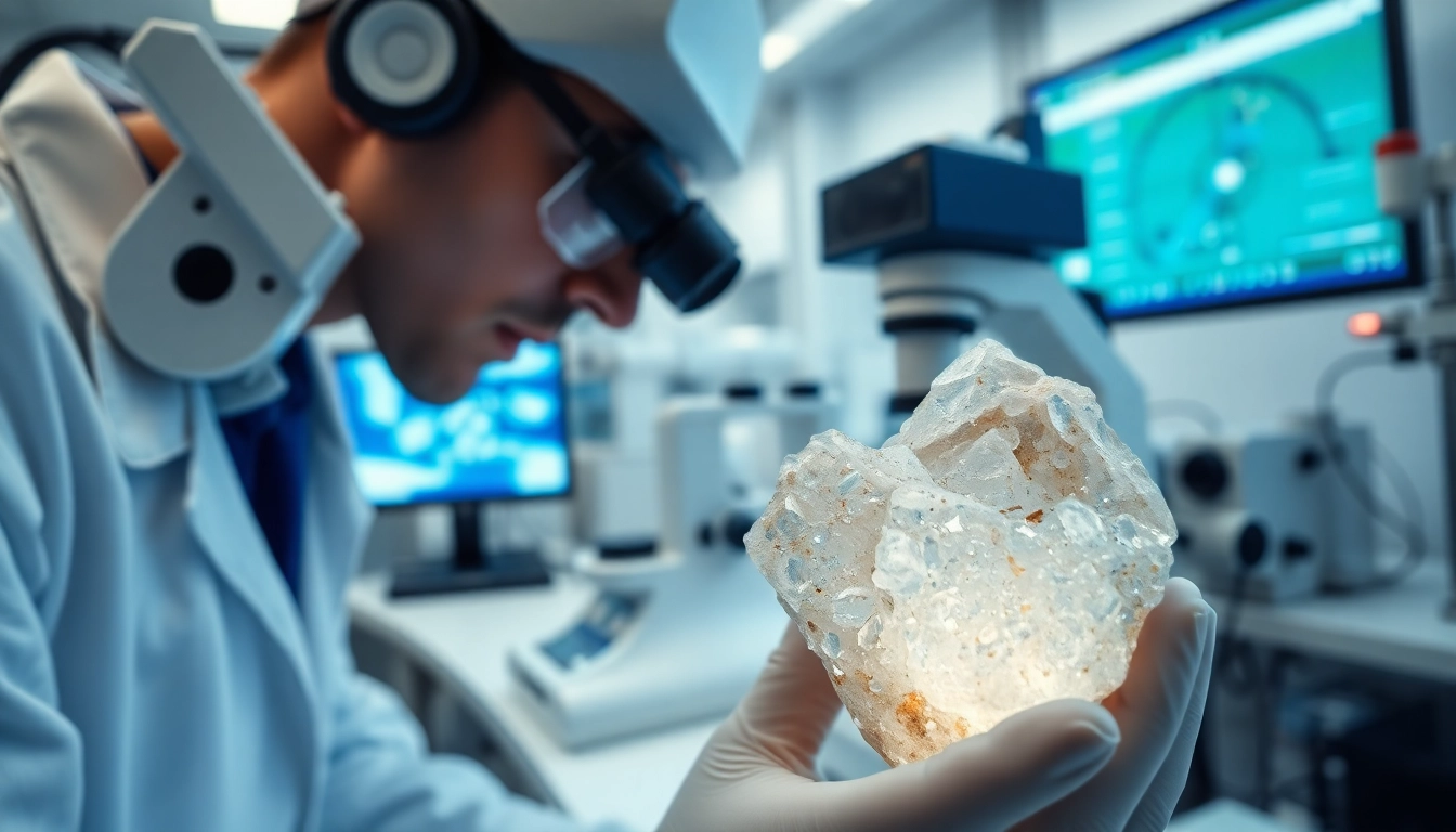 Analizując zeolit medyczny w laboratorium badawczym, widoczny sprzęt laboratoryjny.