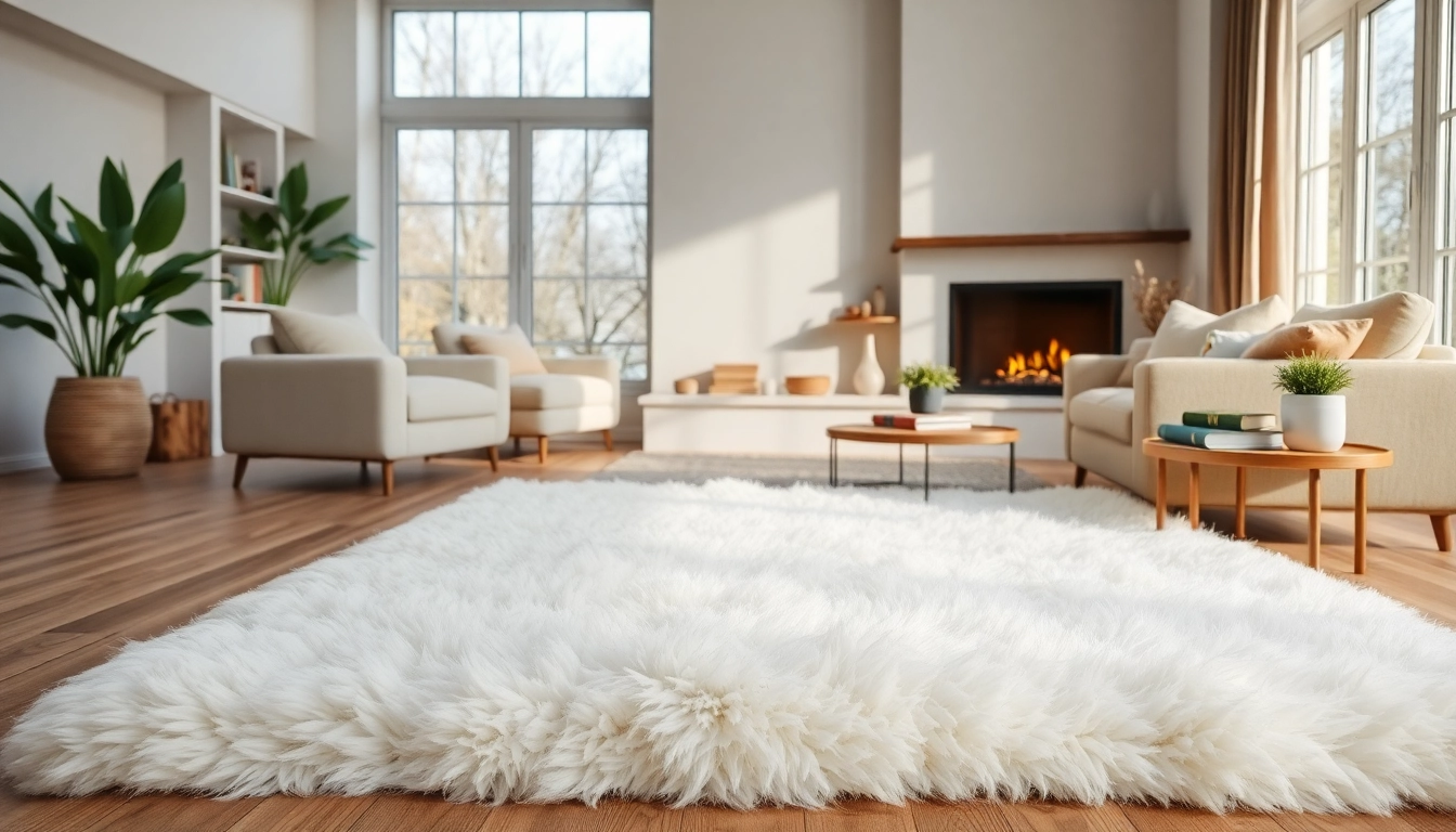 Transform your space with a cozy double sheepskin rug that enhances any living room decor.