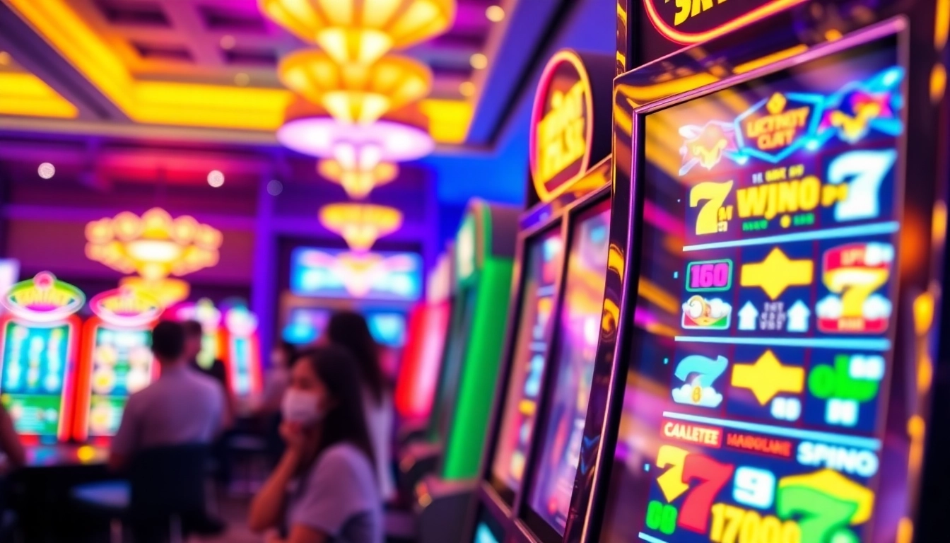 Main features of bos88 slot machine illuminated in a vibrant casino setting