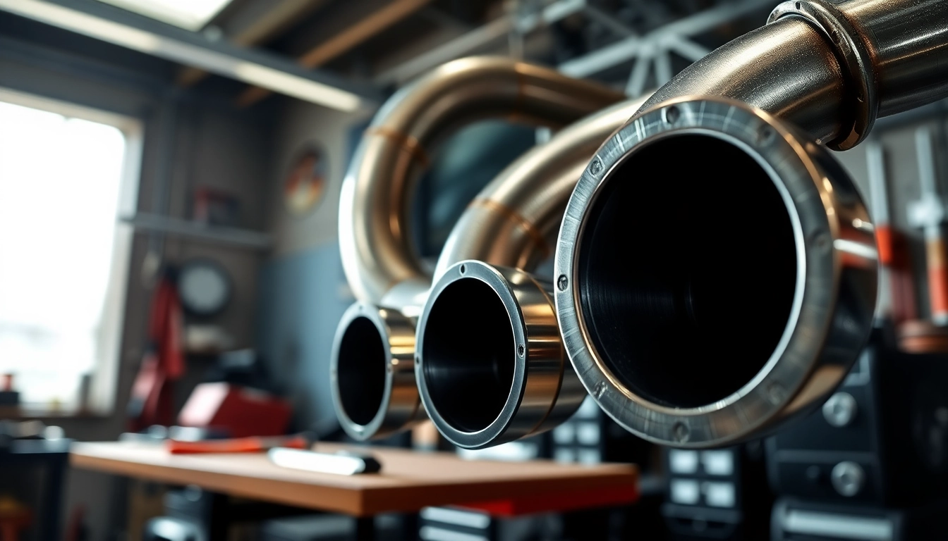 Explore high-performance charge pipes displayed in a professional automotive setting, showcasing detailed craftsmanship.