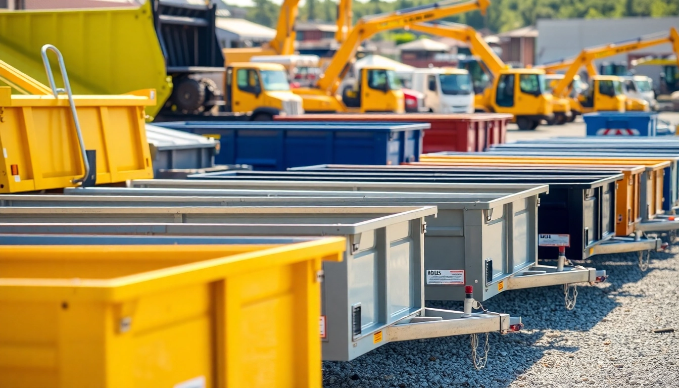 Showcasing high-quality dumpster trailers for sale in a construction environment