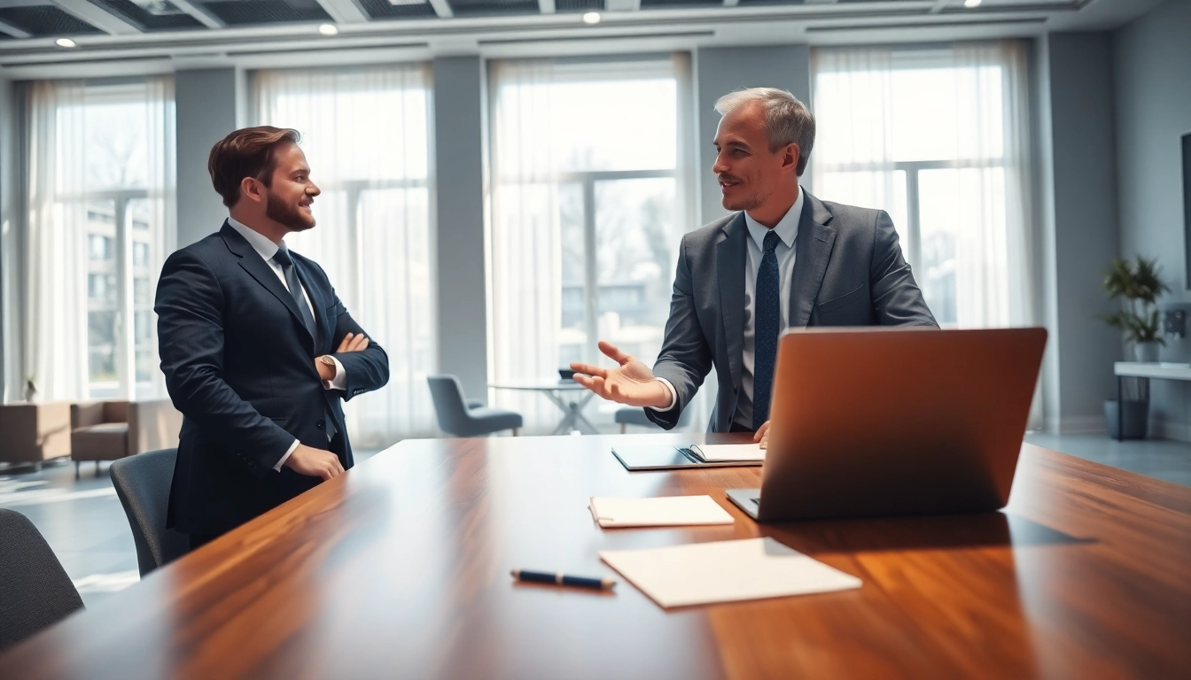 Headhunter Osnabrück berät Klienten über Kandidaten in einem modernen Büro.