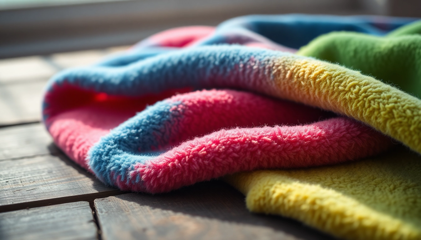 Verken fleece stof met rijke kleuren en een uitnodigende textuur op een houten achtergrond.