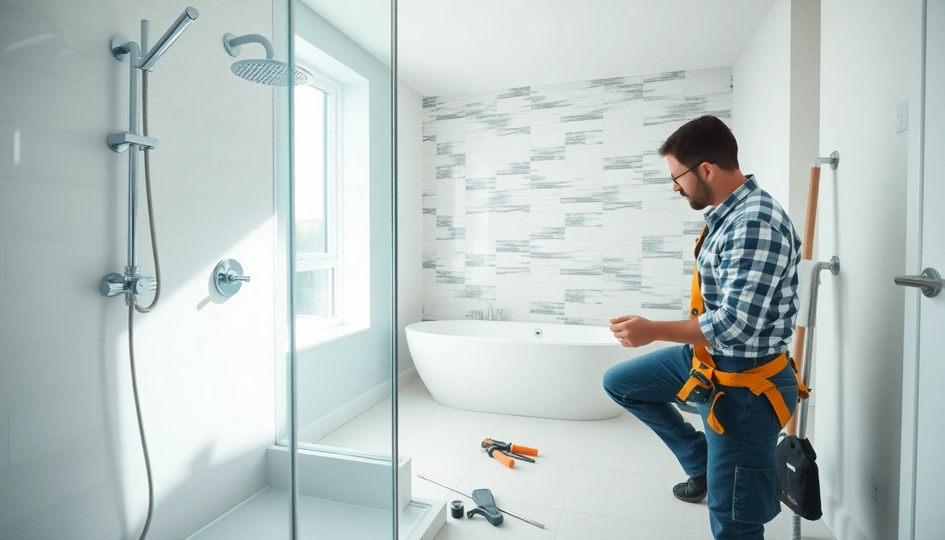 Bathroom install bristol showcasing a professional working in a modern home setting.