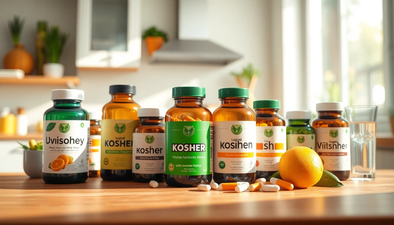 Showcasing high-quality kosher vitamins in a bright kitchen, emphasizing healthy choices.