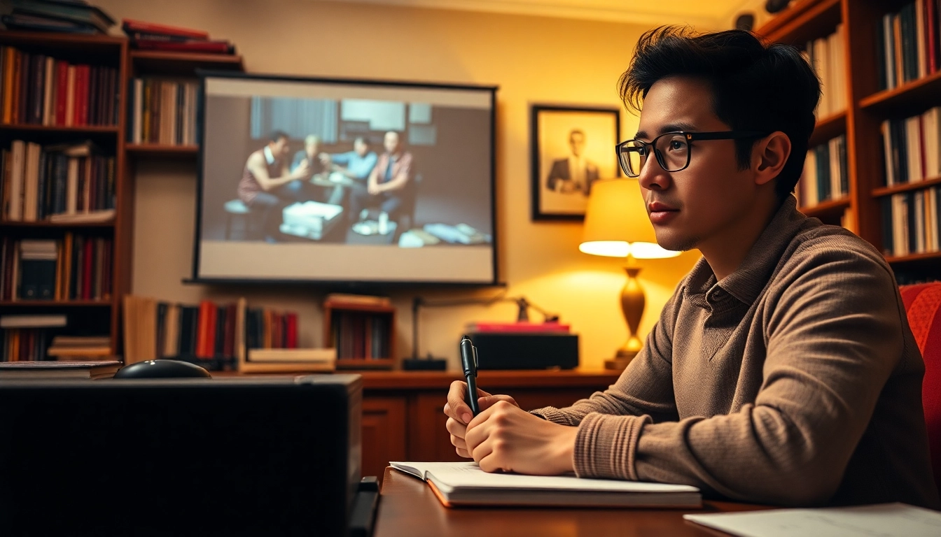 Engaged film critic writing notes at http://everymoviehasalesson.com about cinematic lessons.