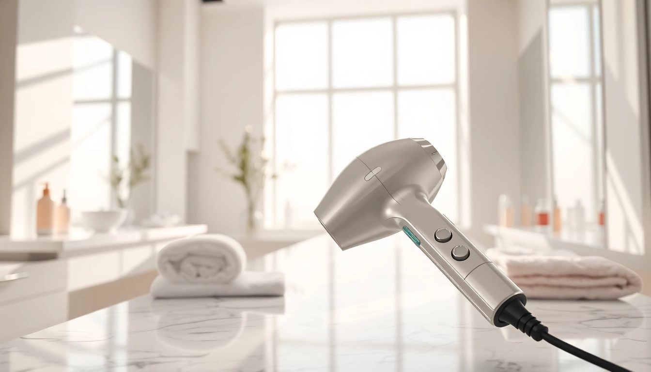 Best hair dryer showcased in a modern salon, highlighting its sleek design and functionality.