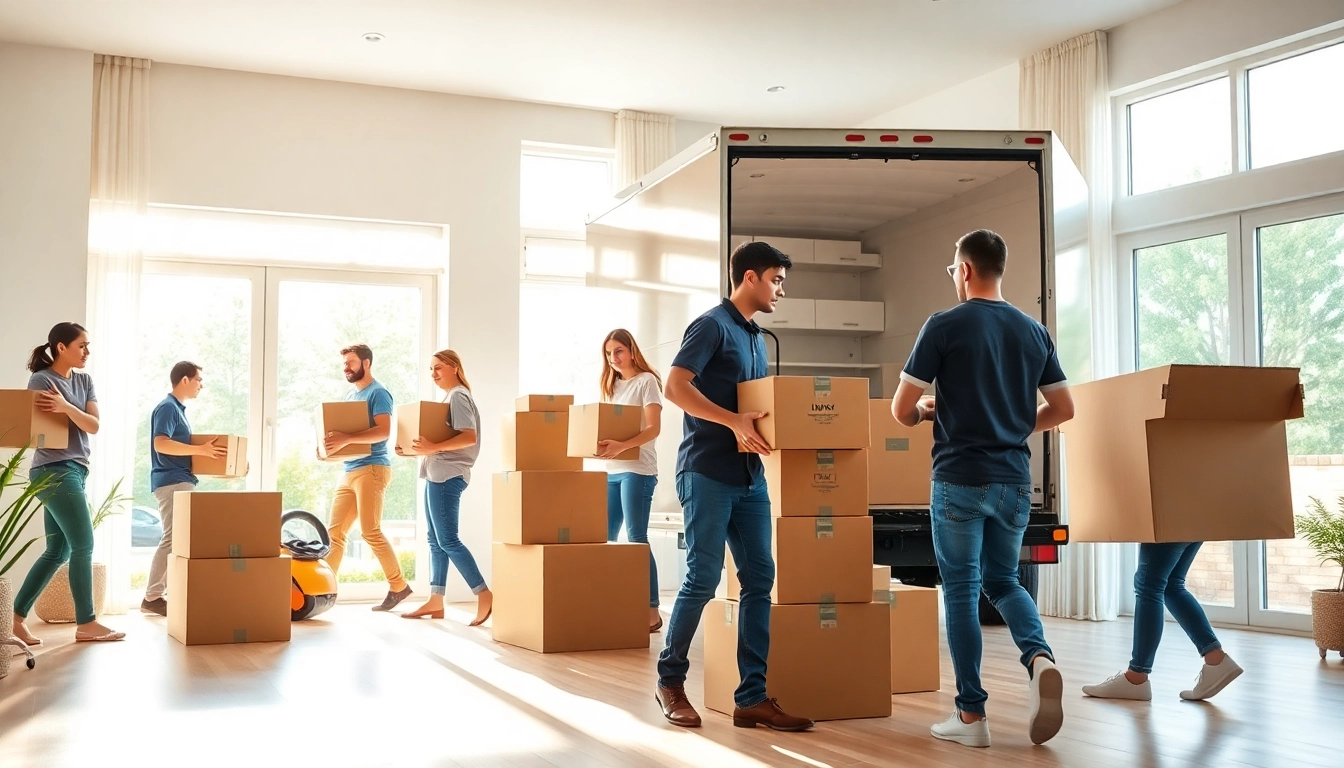 Efficient moving companies in Toronto Ontario assisting with packing and loading in a bright, inviting home.
