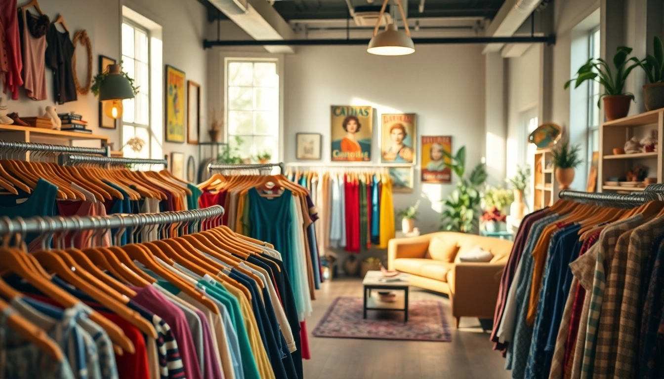 Shop vibrant items in a Second hand clothing store showcasing unique vintage styles.