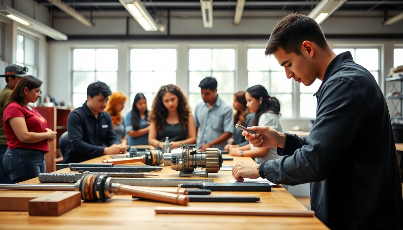 Students learning practical skills at trade schools in Hawaii with hands-on activities.